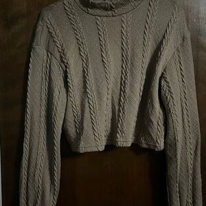 SHEIN Taupe Cable Knit Turtleneck Sweater